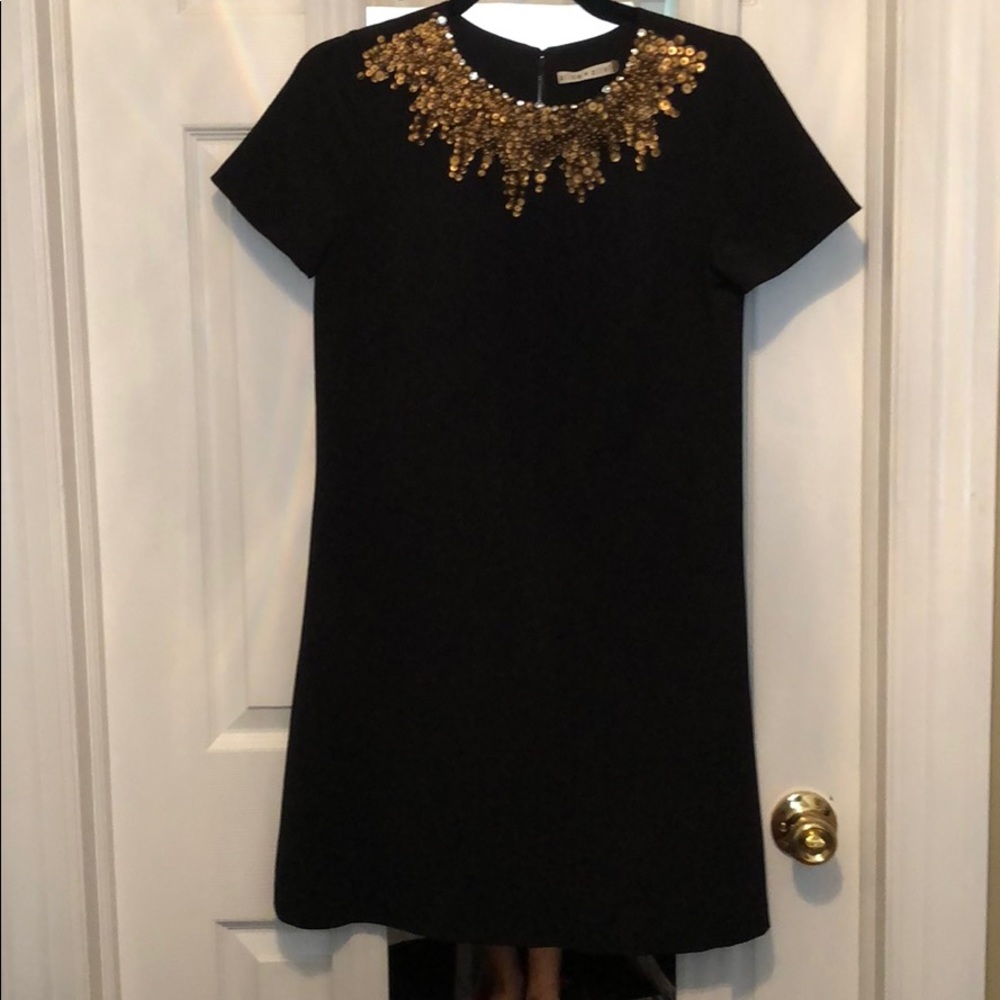 Alice& Olivia Beaded Black Shift Dress